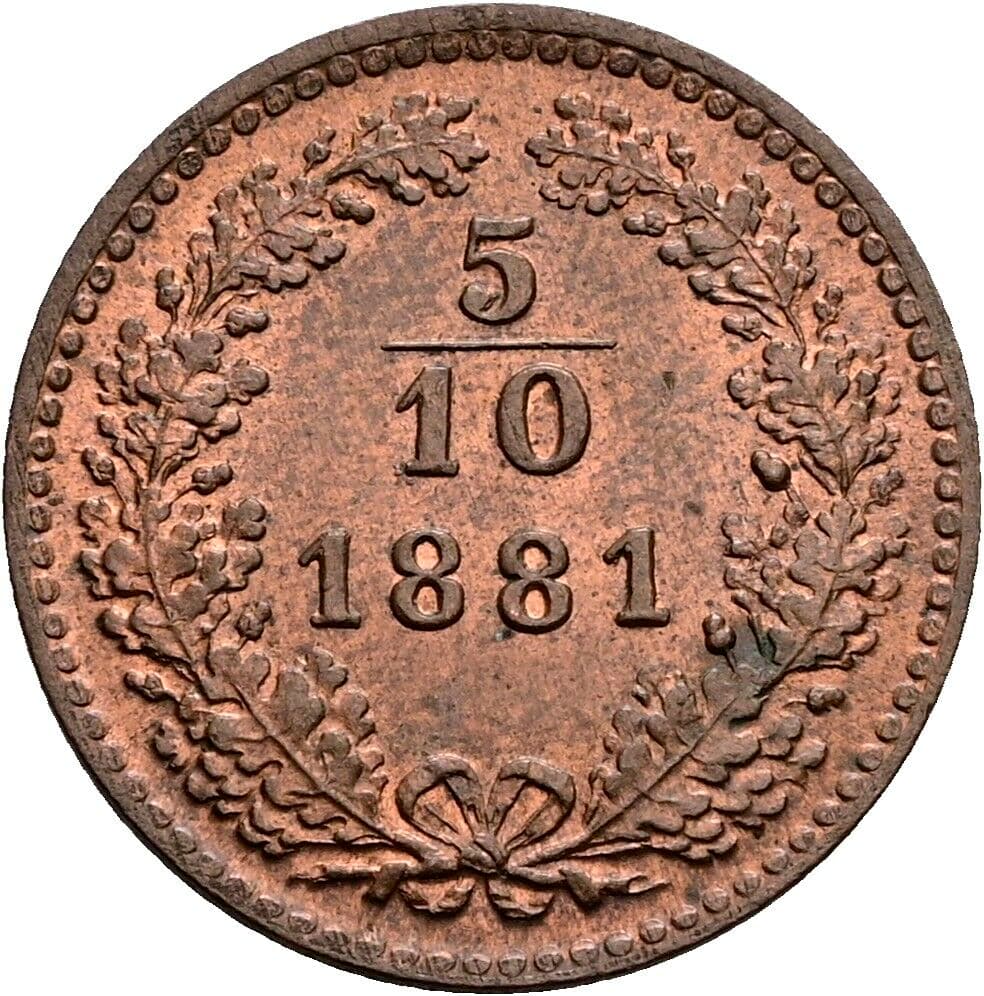 5/10 Kreuzer Franz Joseph I. 1848-1916 1881 – Vorderseite