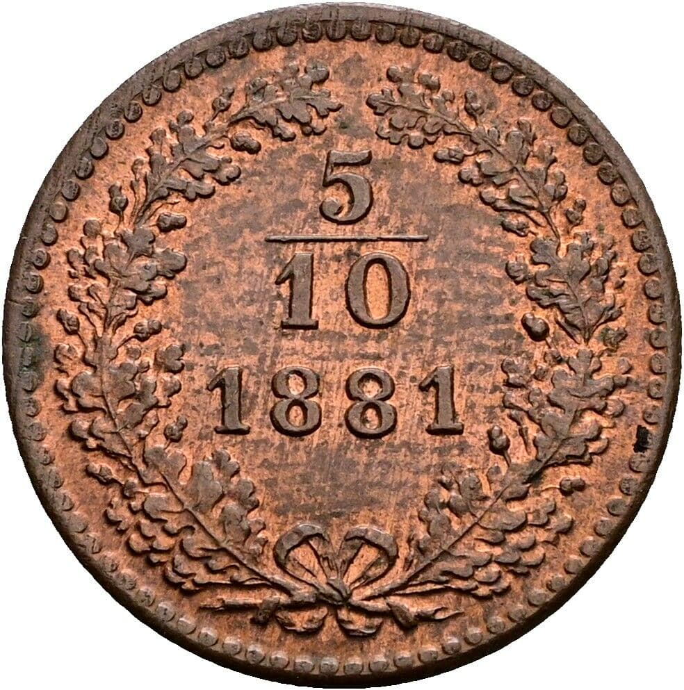 5/10 Kreuzer Franz Joseph I. 1848-1916 1881 – Vorderseite