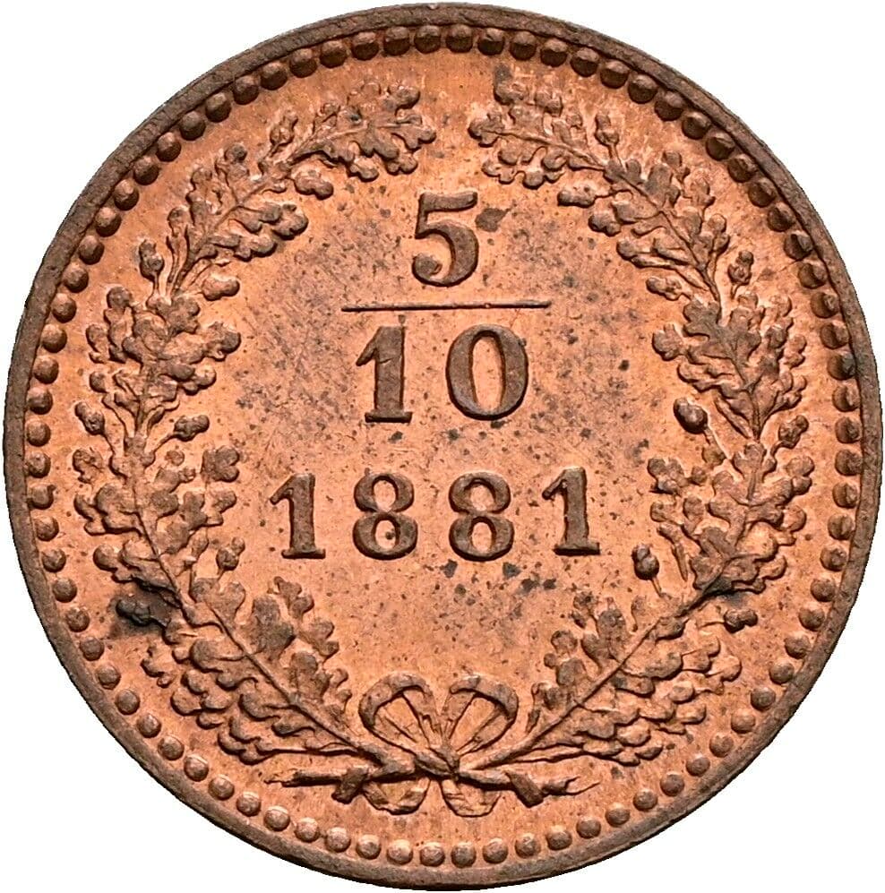 5/10 Kreuzer Franz Joseph I. 1848-1916 1881 – Vorderseite