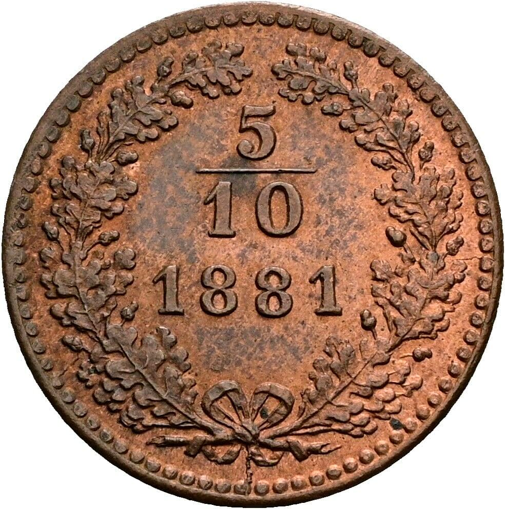 5/10 Kreuzer Franz Joseph I. 1848-1916 1881 – Vorderseite