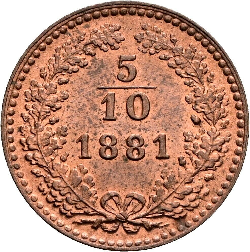 5/10 Kreuzer Franz Joseph I. 1848-1916 1881 – Vorderseite