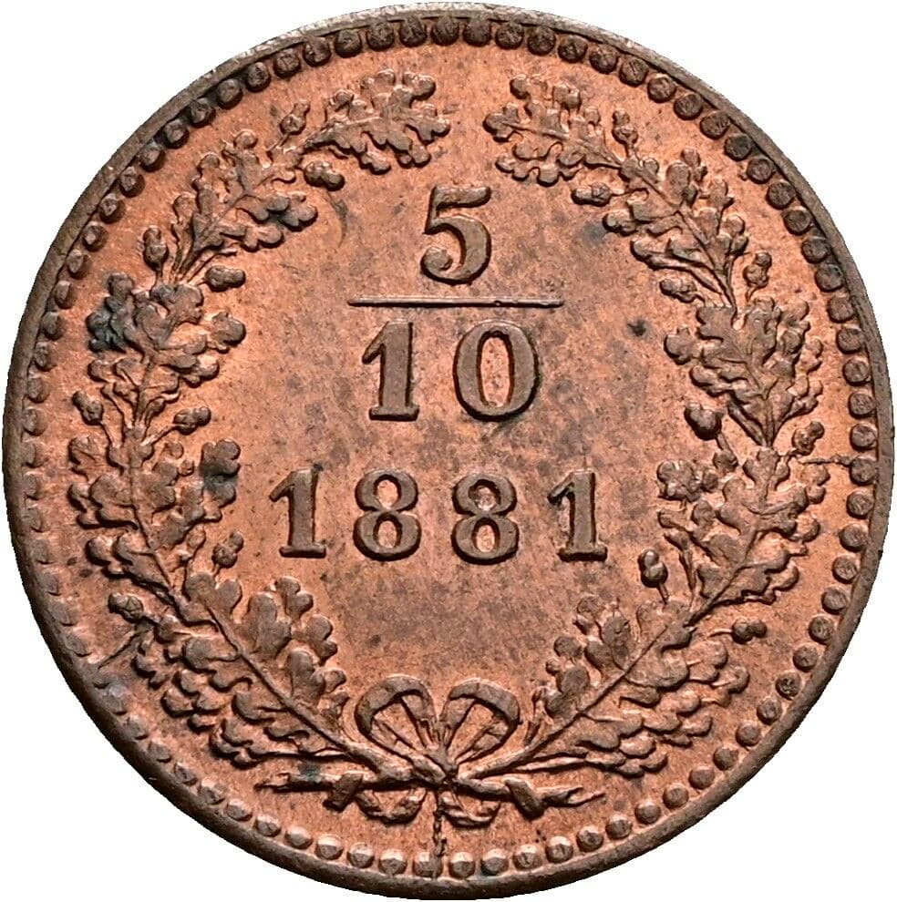 5/10 Kreuzer Franz Joseph I. 1848-1916 1881 – Vorderseite
