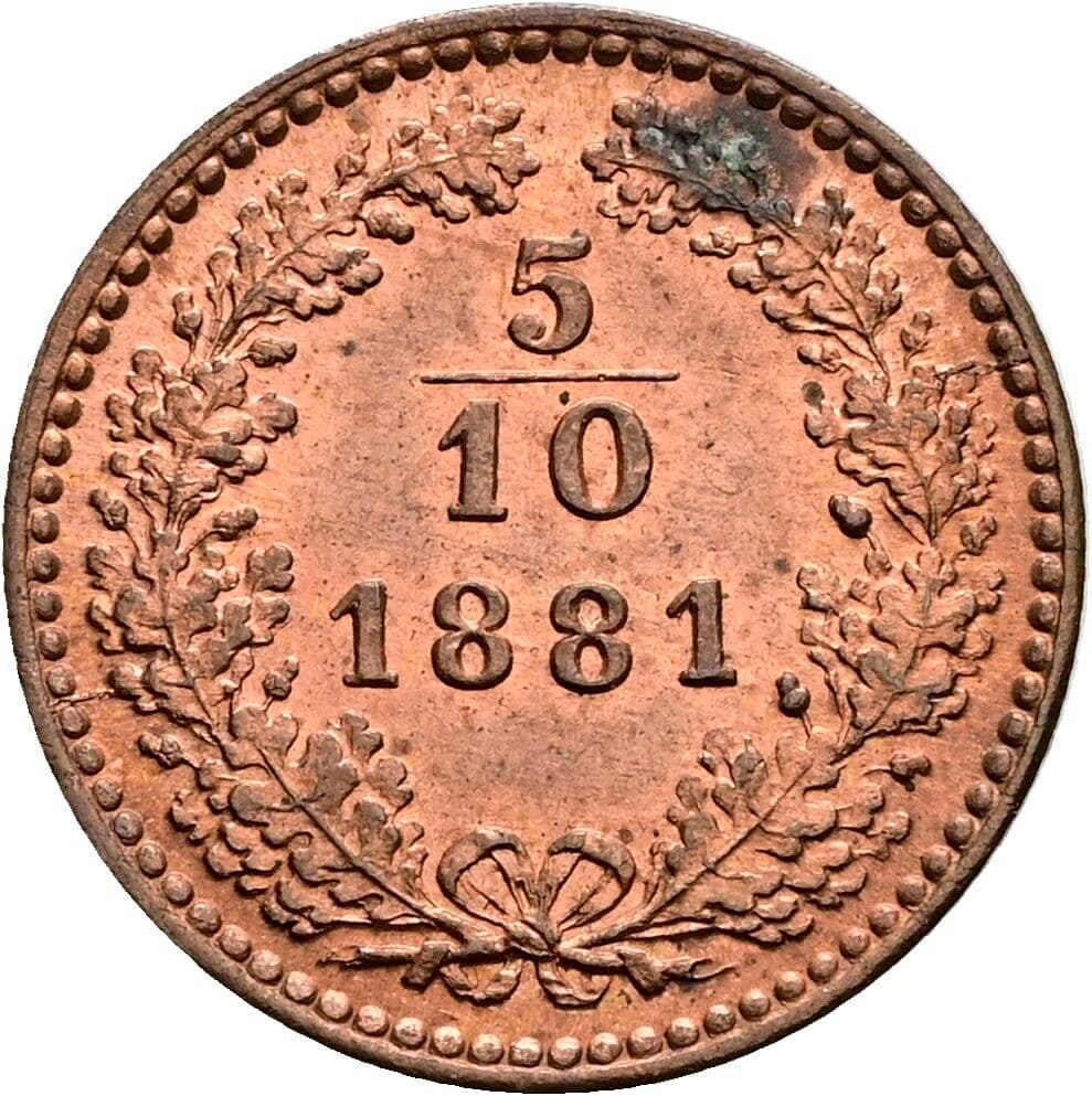 5/10 Kreuzer Franz Joseph I. 1848-1916 1881 – Vorderseite
