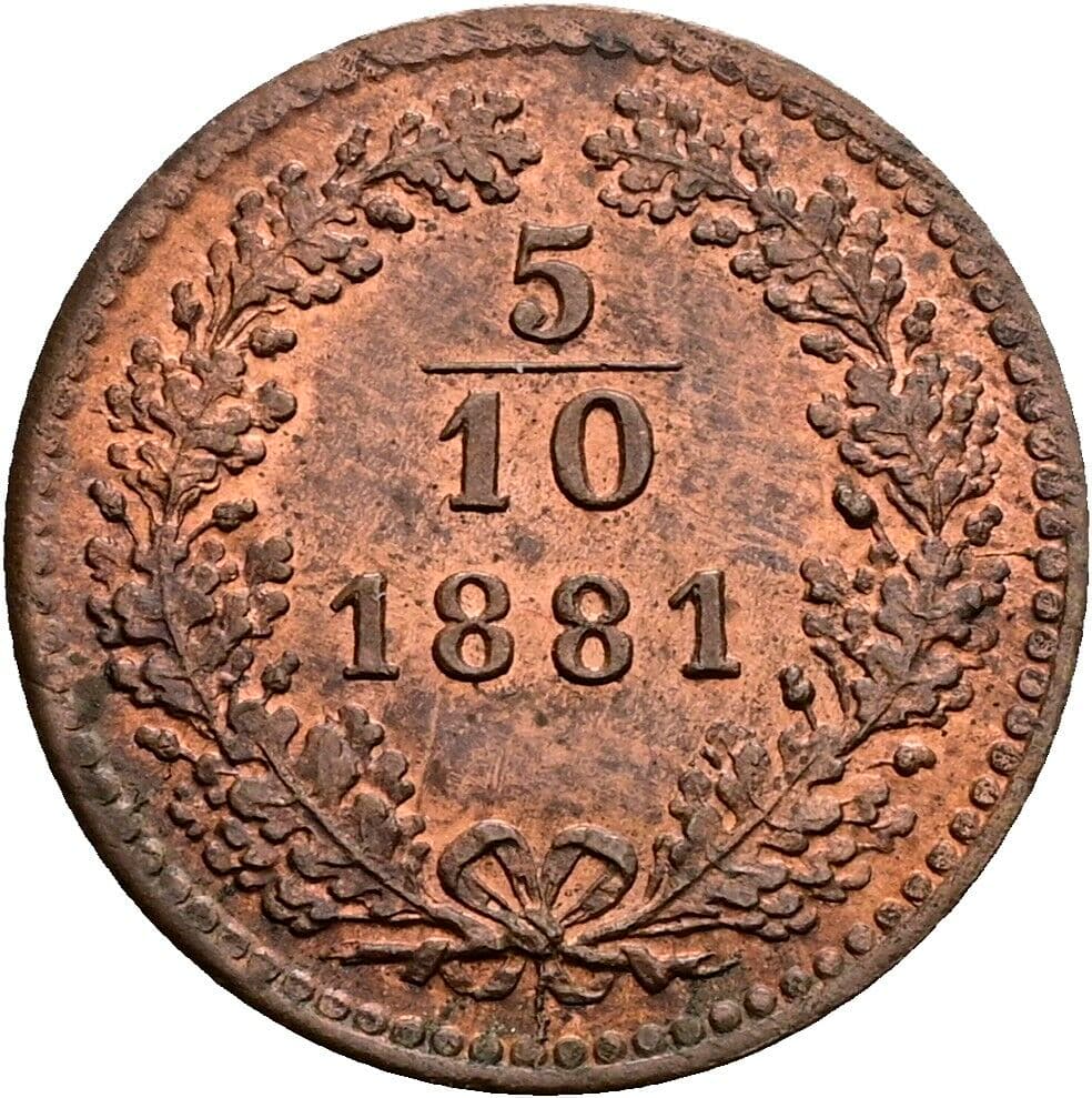 5/10 Kreuzer Franz Joseph I. 1848-1916 1881 – Vorderseite