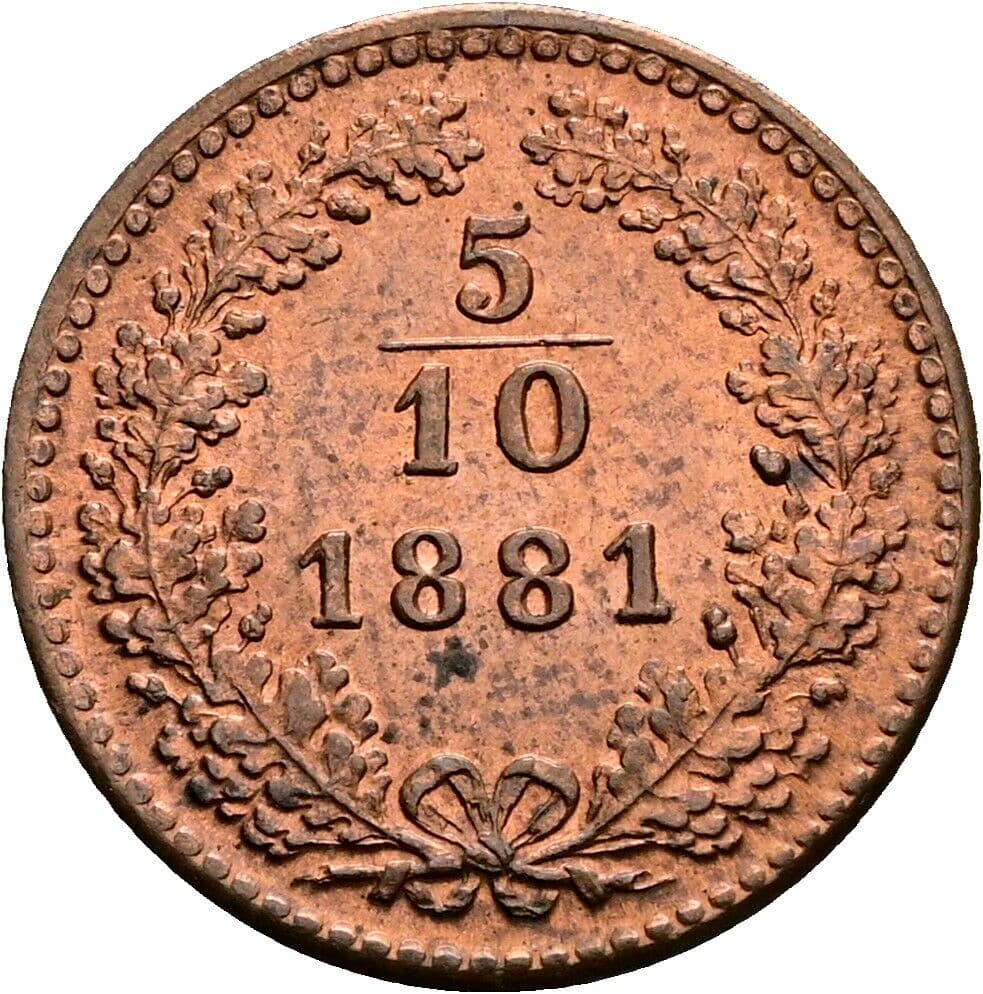 5/10 Kreuzer Franz Joseph I. 1848-1916 1881 – Vorderseite