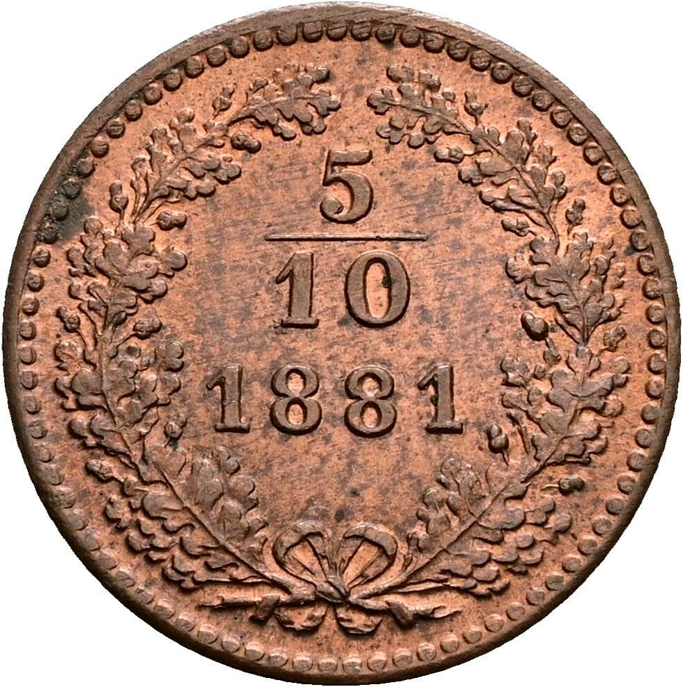 5/10 Kreuzer Franz Joseph I. 1848-1916 1881 – Vorderseite