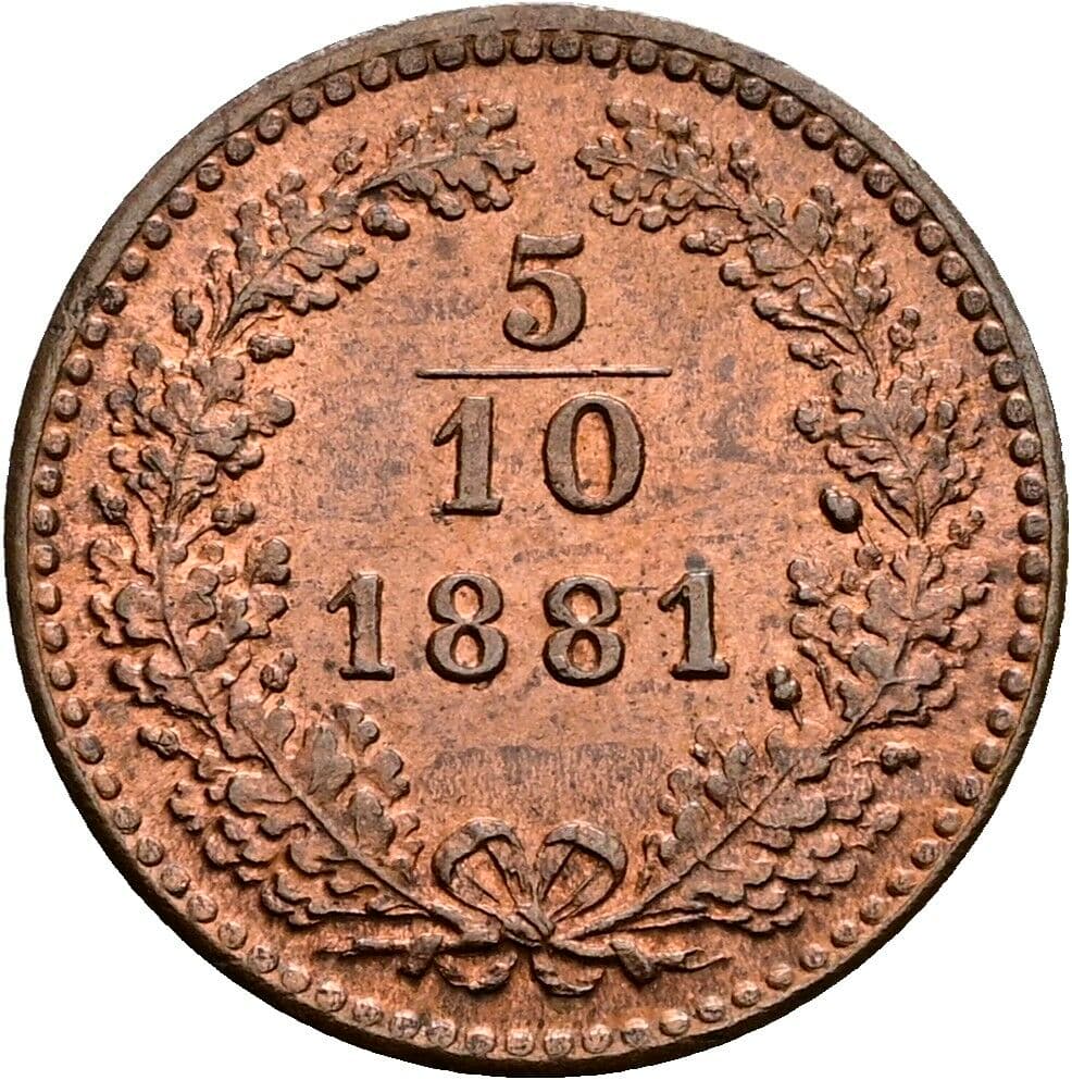 5/10 Kreuzer Franz Joseph I. 1848-1916 1881 – Vorderseite