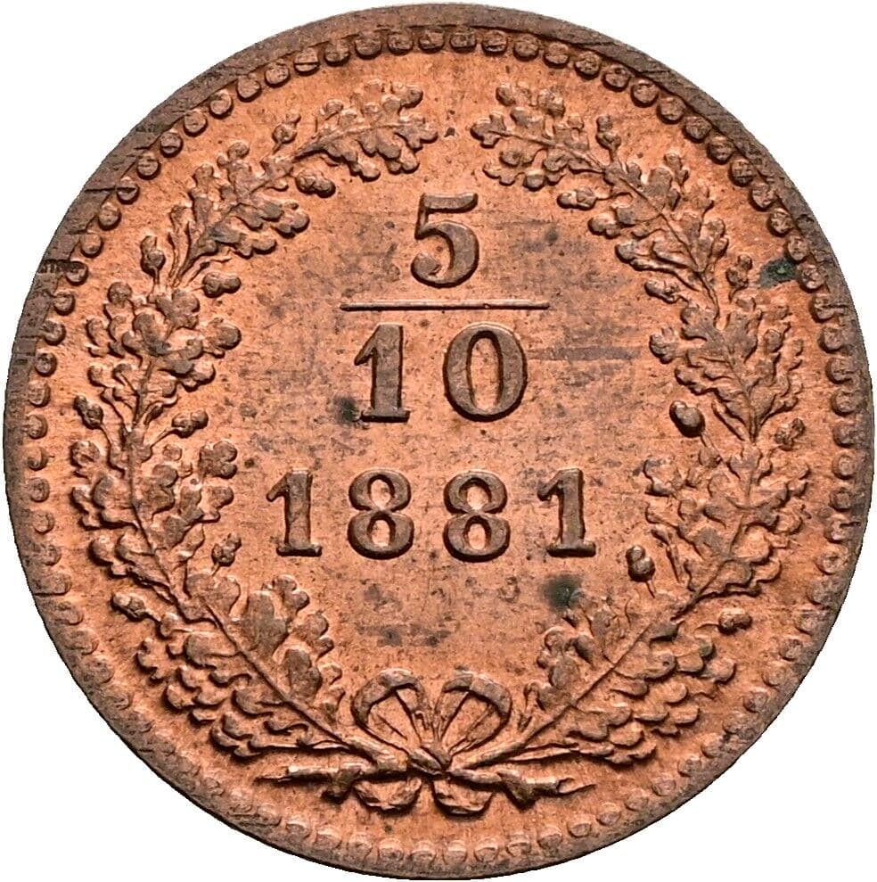 5/10 Kreuzer Franz Joseph I. 1848-1916 1881 – Vorderseite