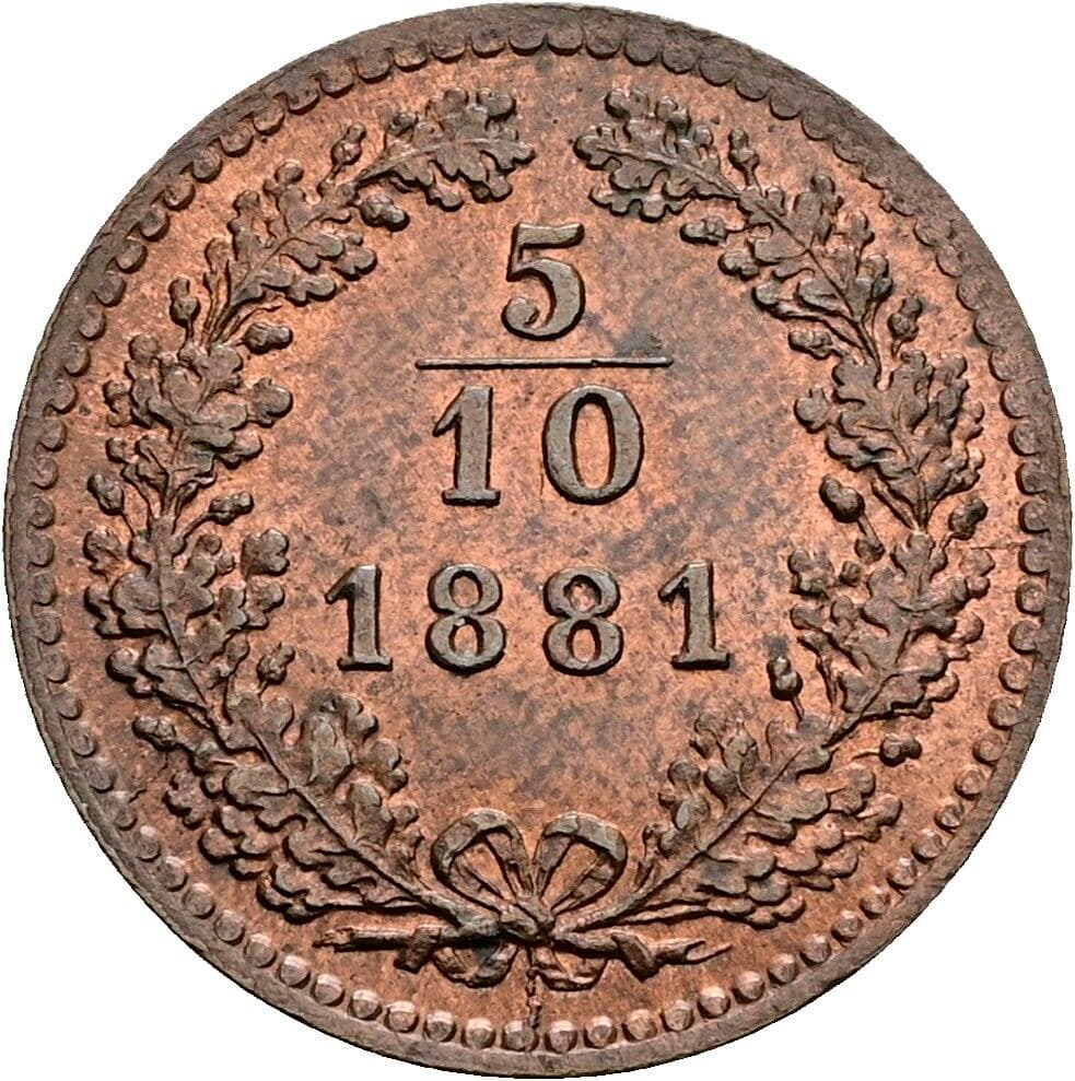 5/10 Kreuzer Franz Joseph I. 1848-1916 1881 – Vorderseite