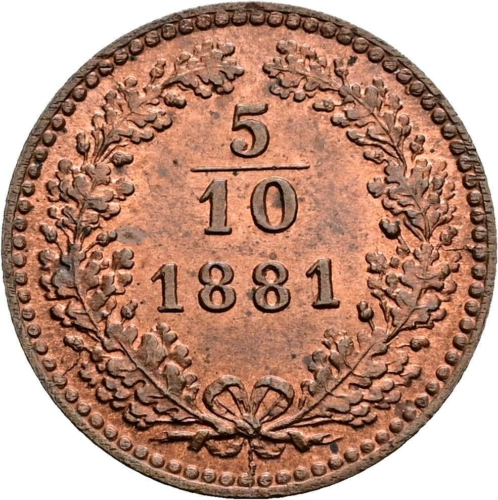 5/10 Kreuzer Franz Joseph I. 1848-1916 1881 – Vorderseite