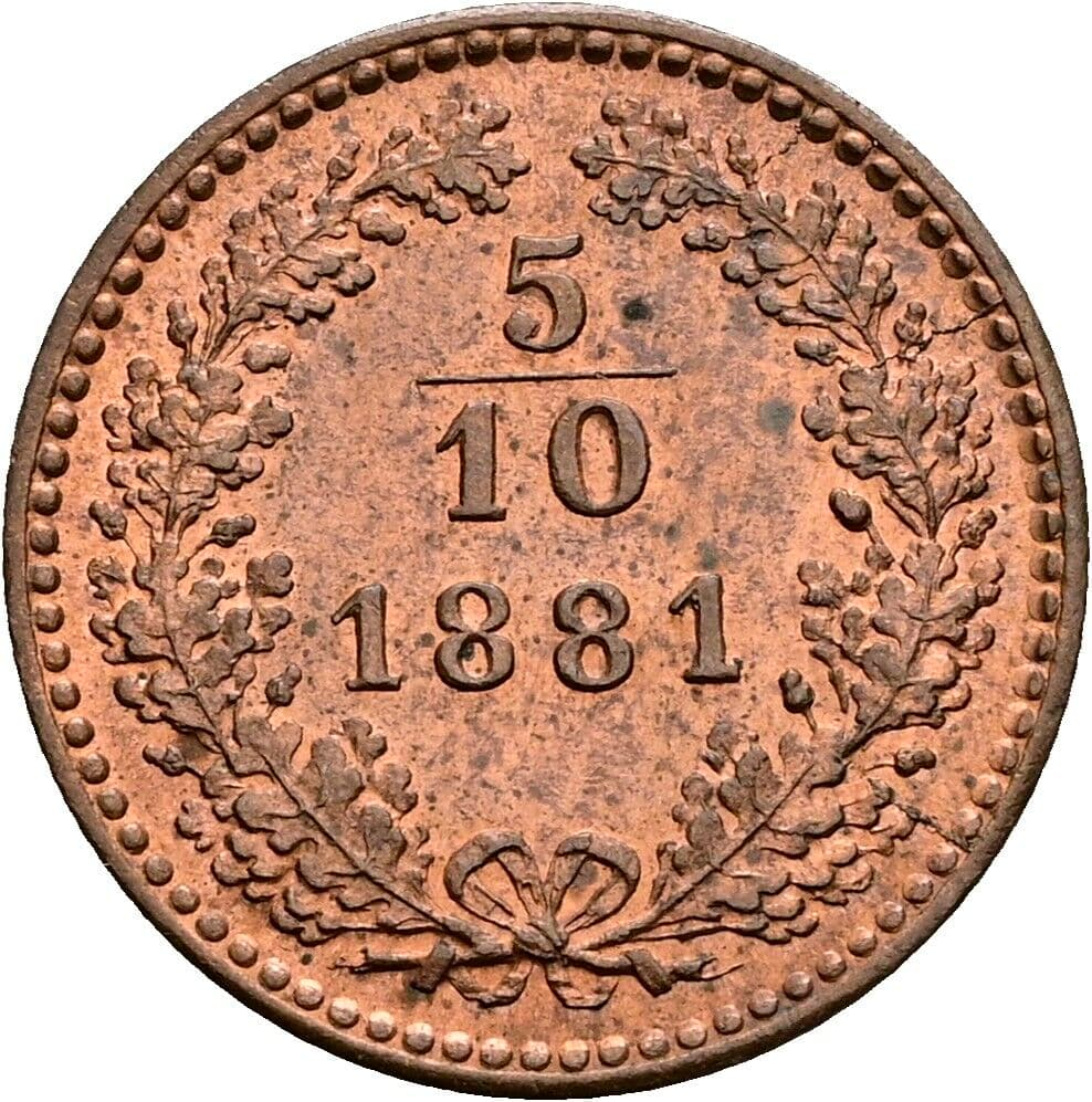 5/10 Kreuzer Franz Joseph I. 1848-1916 1881 – Vorderseite