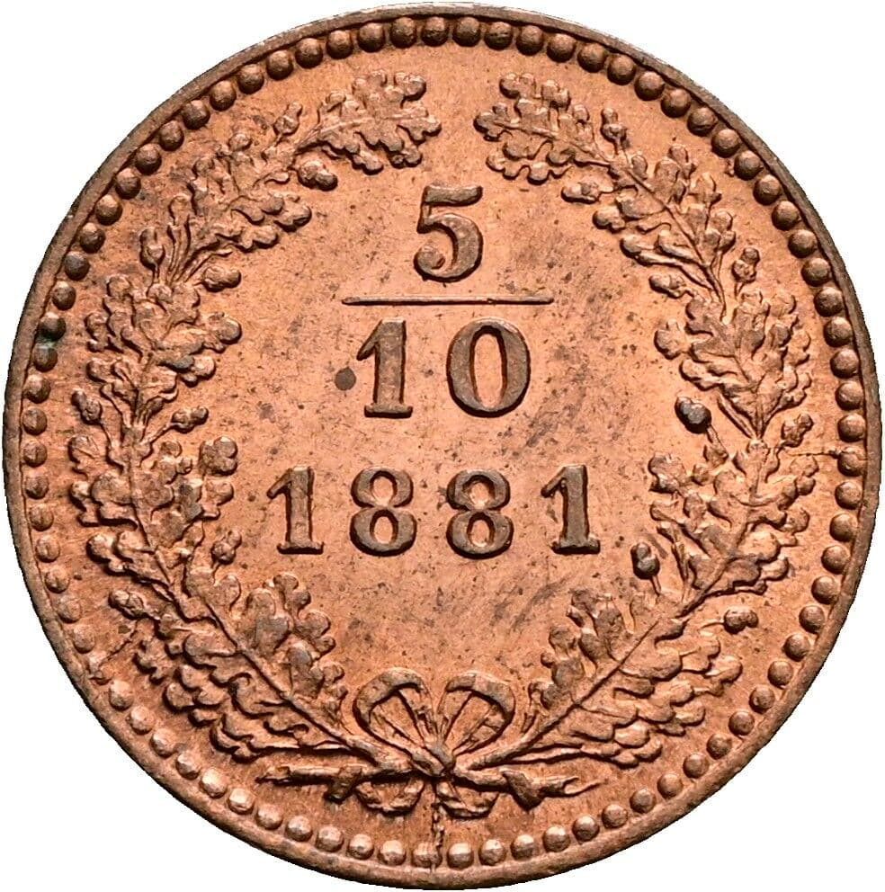 5/10 Kreuzer Franz Joseph I. 1848-1916 1881 – Vorderseite