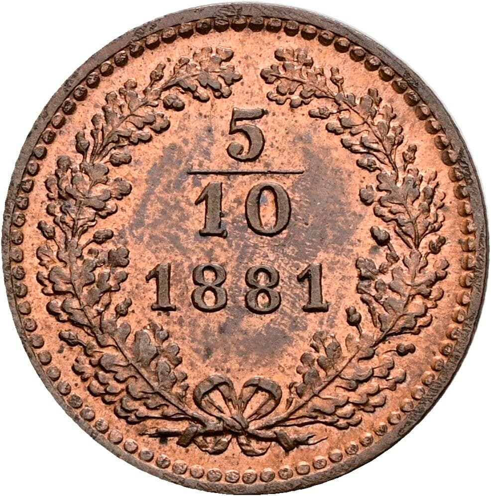 5/10 Kreuzer Franz Joseph I. 1848-1916 1881 – Vorderseite