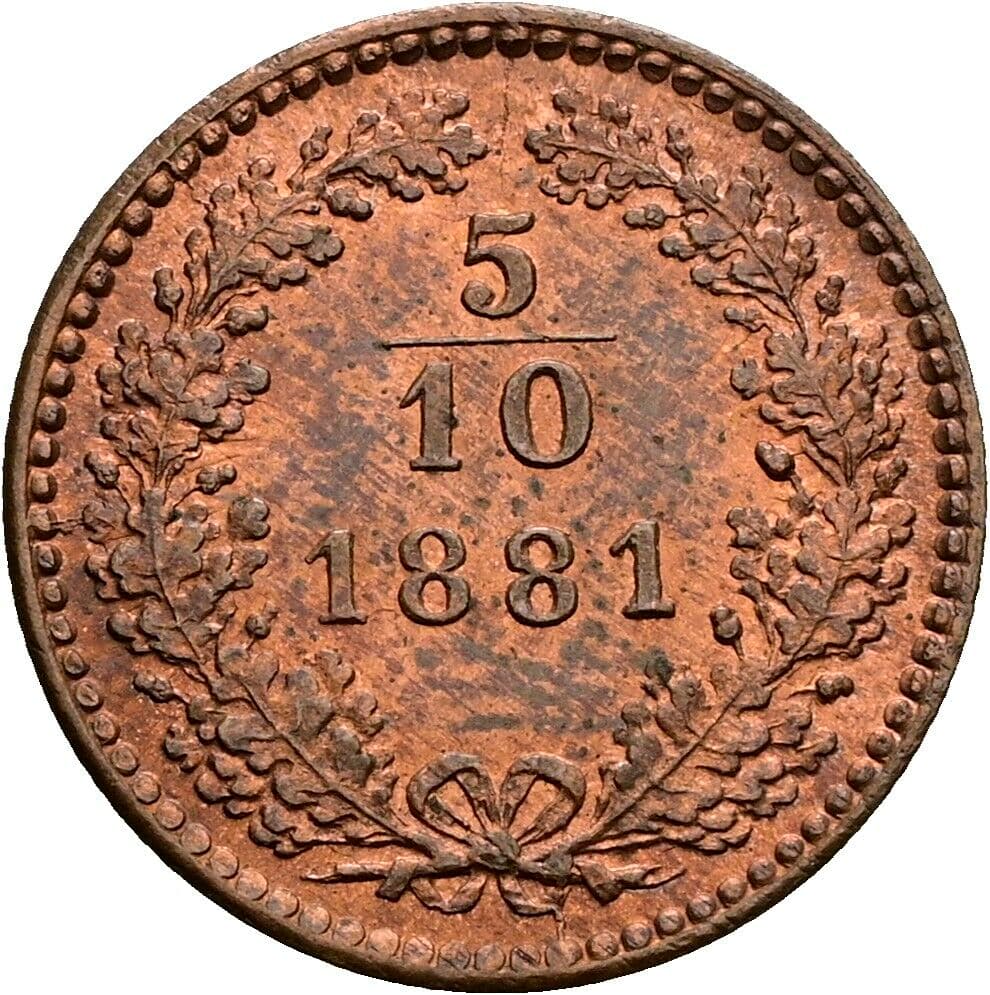 5/10 Kreuzer Franz Joseph I. 1848-1916 1881 – Vorderseite