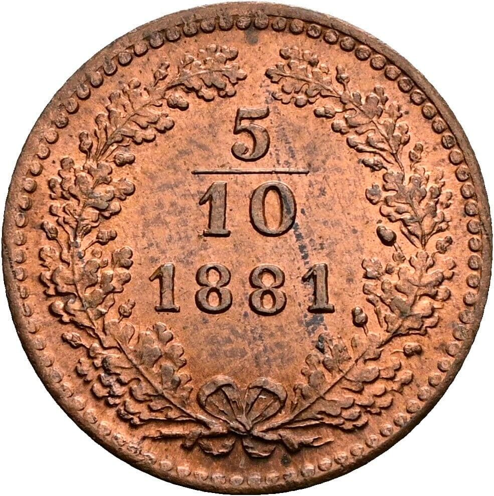 5/10 Kreuzer Franz Joseph I. 1848-1916 1881 – Vorderseite
