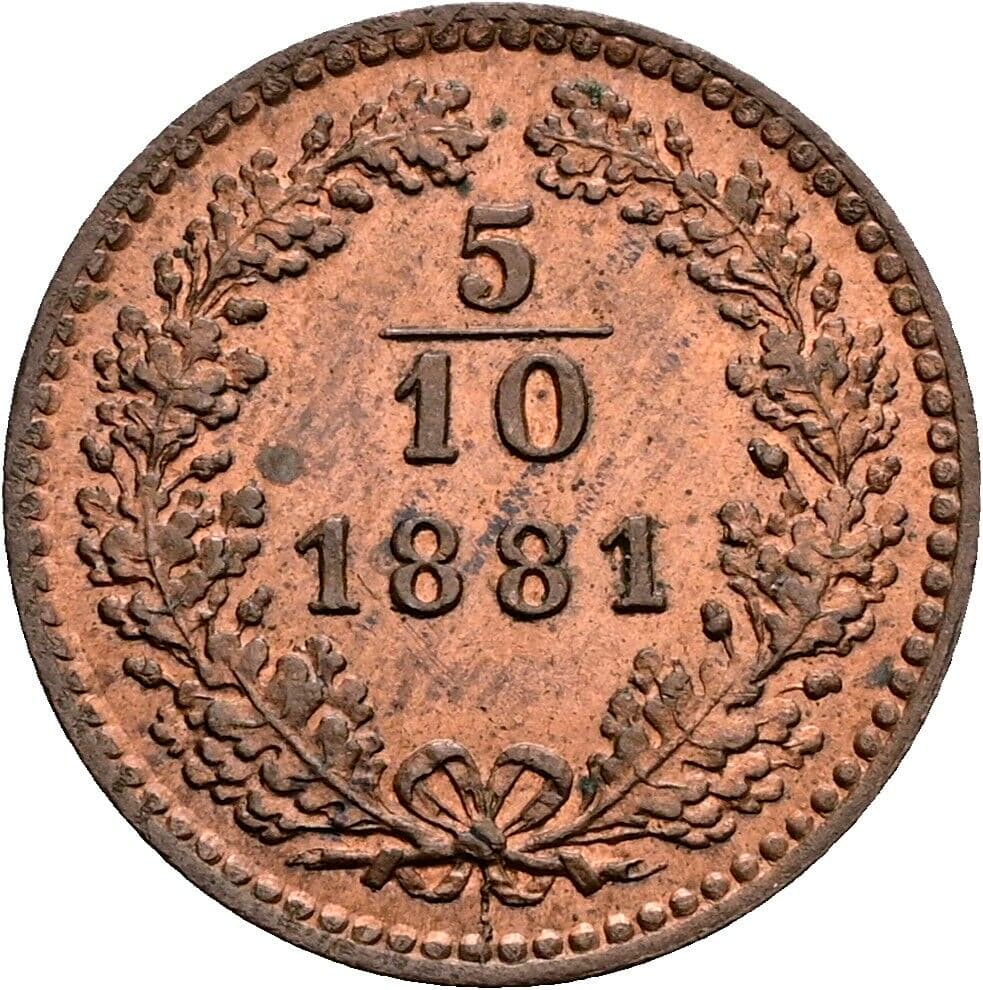 5/10 Kreuzer Franz Joseph I. 1848-1916 1881 – Vorderseite