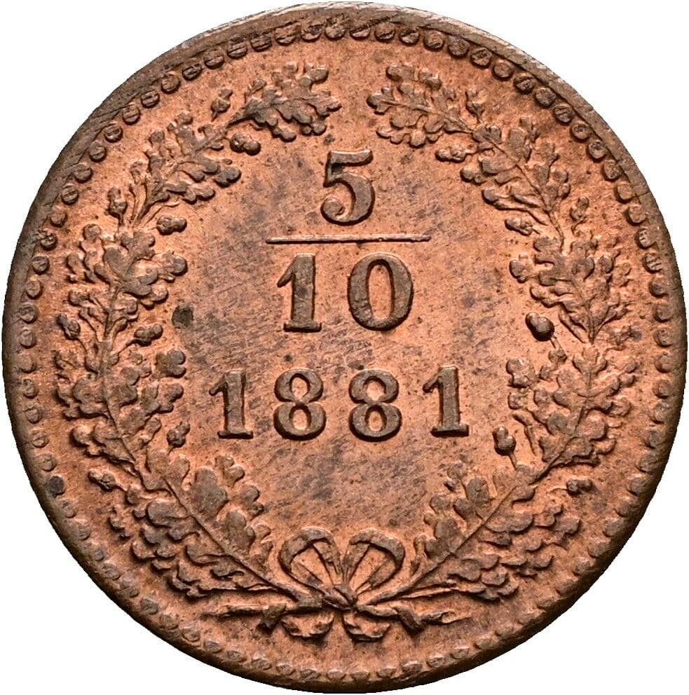 5/10 Kreuzer Franz Joseph I. 1848-1916 1881 – Vorderseite