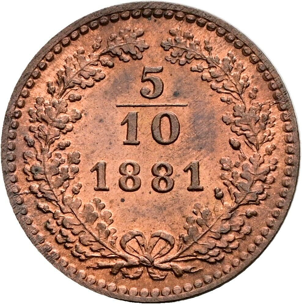 5/10 Kreuzer Franz Joseph I. 1848-1916 1881 – Vorderseite