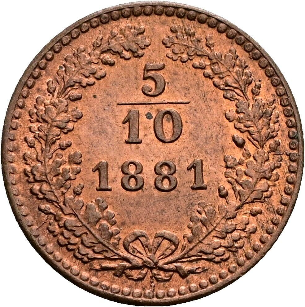 5/10 Kreuzer Franz Joseph I. 1848-1916 1881 – Vorderseite