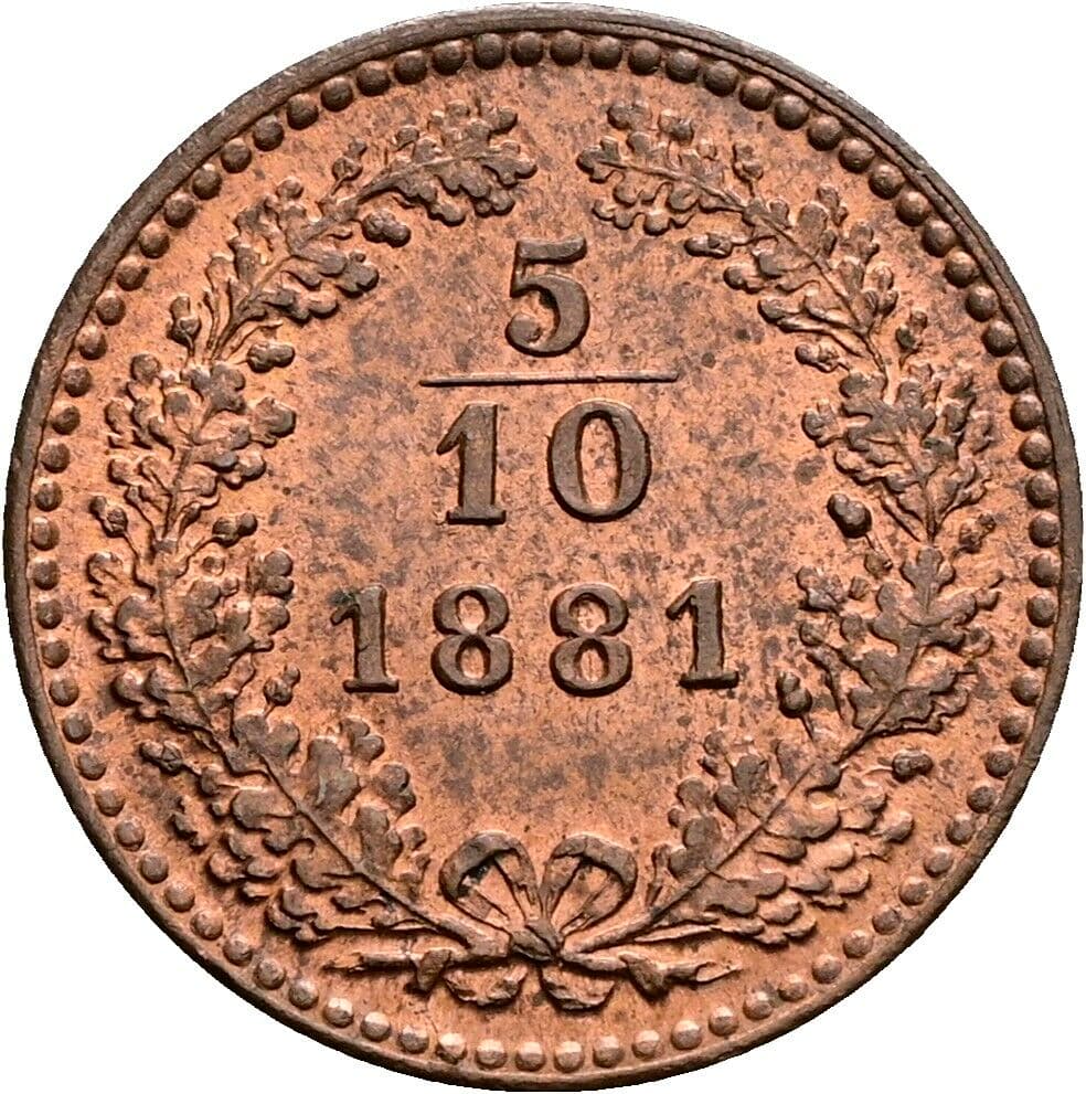 5/10 Kreuzer Franz Joseph I. 1848-1916 1881 – Vorderseite