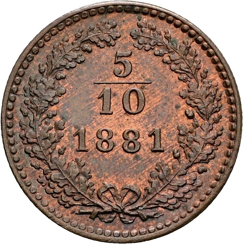 5/10 Kreuzer Franz Joseph I. 1848-1916 1881 – Vorderseite