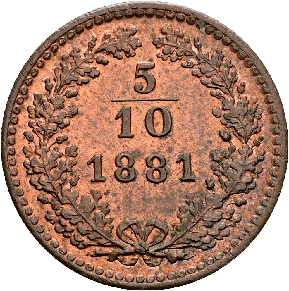 5/10 Kreuzer Franz Joseph I. 1848-1916 1881 – Vorderseite
