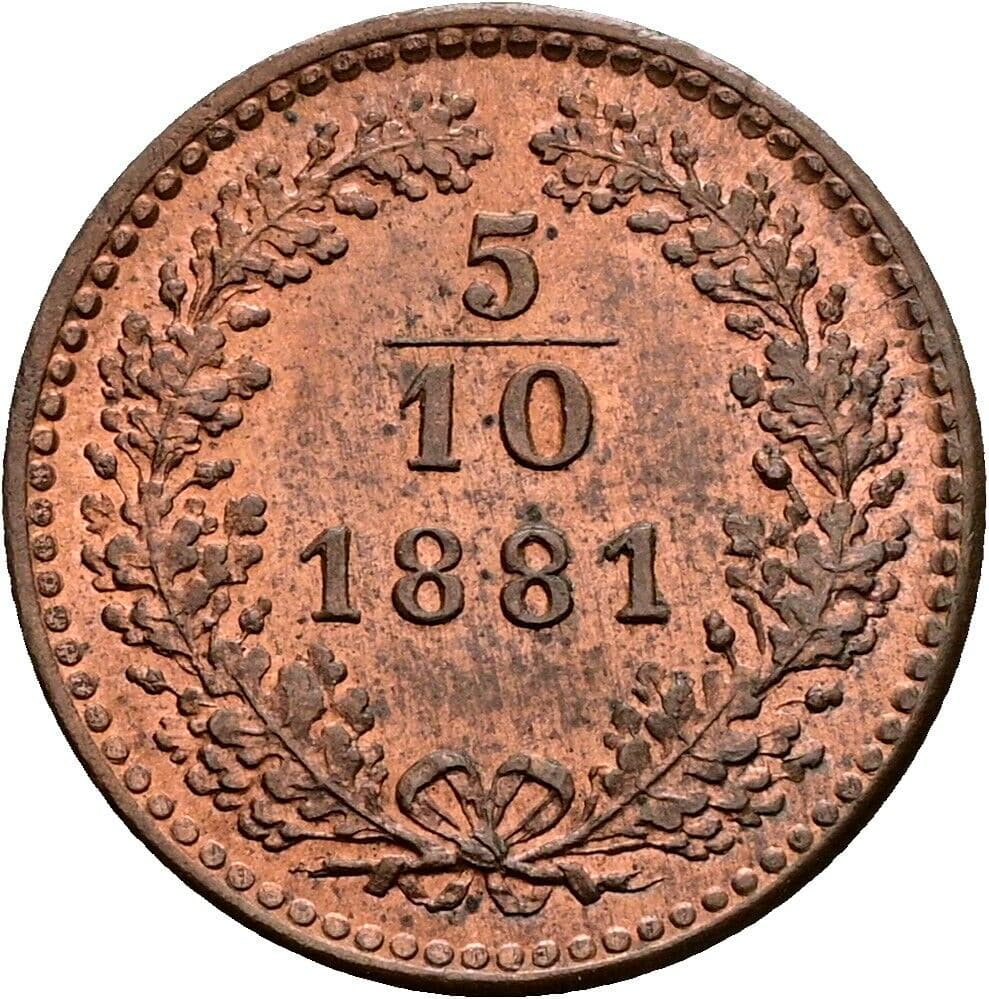 5/10 Kreuzer Franz Joseph I. 1848-1916 1881 – Vorderseite