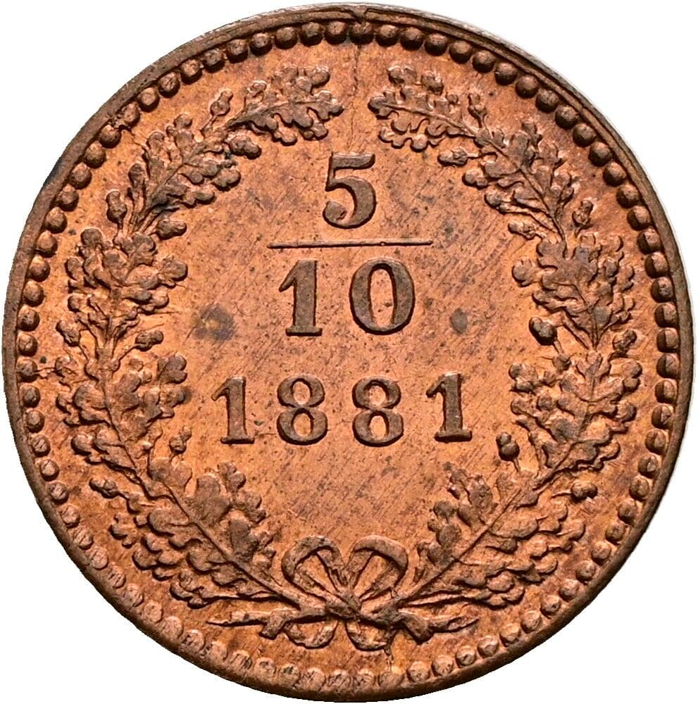5/10 Kreuzer Franz Joseph I. 1848-1916 1881 – Vorderseite