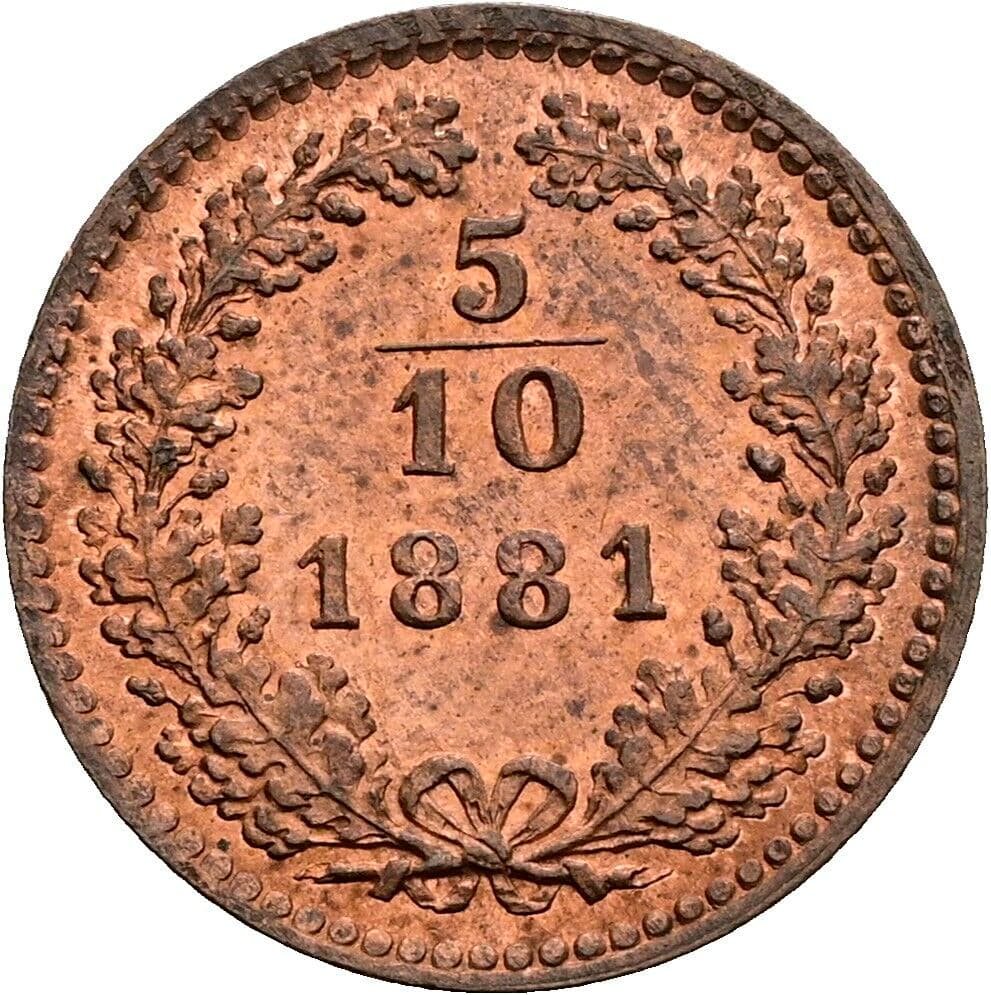 5/10 Kreuzer Franz Joseph I. 1848-1916 1881 – Vorderseite
