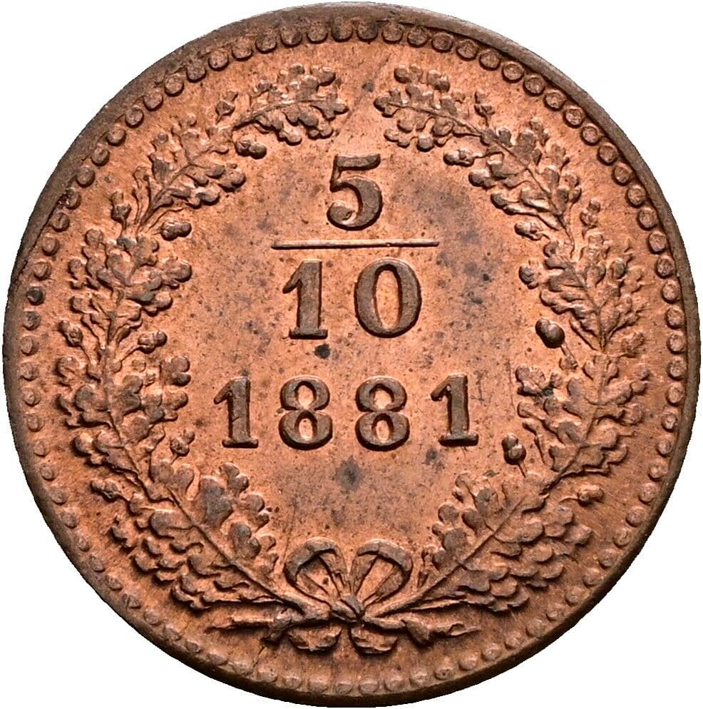 5/10 Kreuzer Franz Joseph I. 1848-1916 1881 – Vorderseite