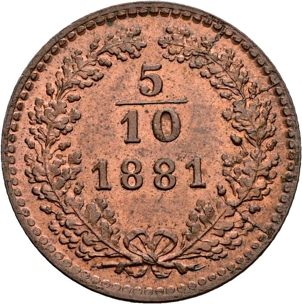 5/10 Kreuzer Franz Joseph I. 1848-1916 1881 – Vorderseite