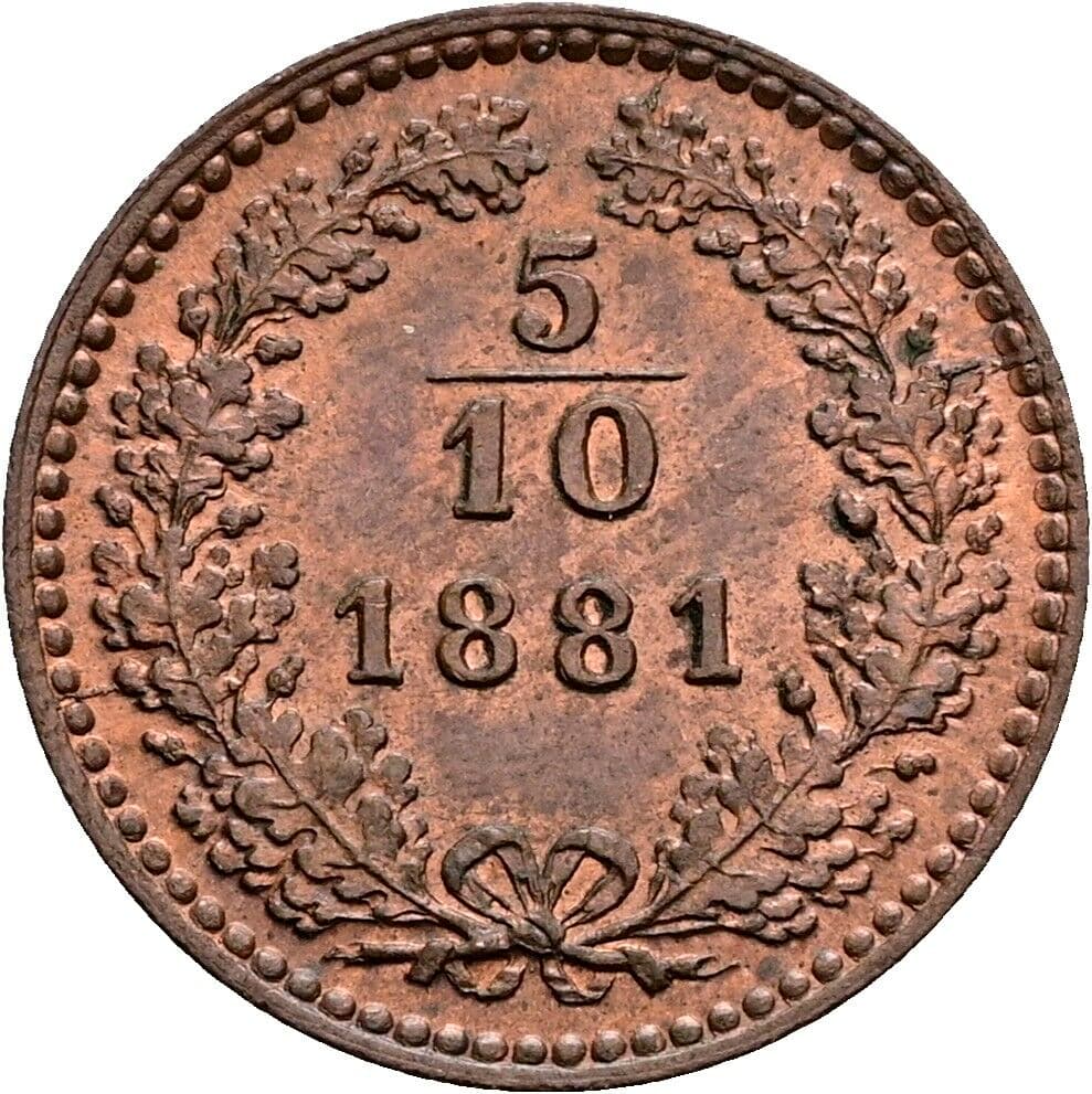 5/10 Kreuzer Franz Joseph I. 1848-1916 1881 – Vorderseite