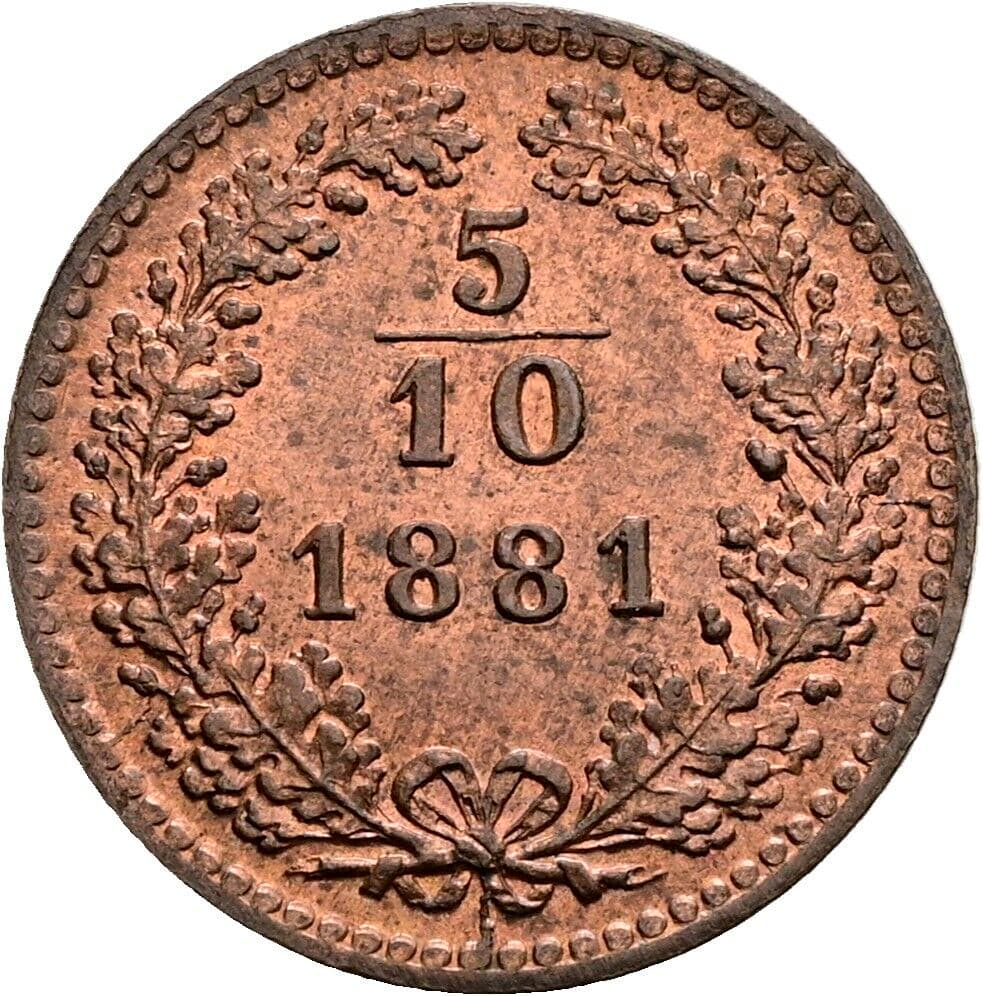 5/10 Kreuzer Franz Joseph I. 1848-1916 1881 – Vorderseite