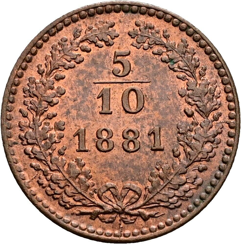 5/10 Kreuzer Franz Joseph I. 1848-1916 1881 – Vorderseite