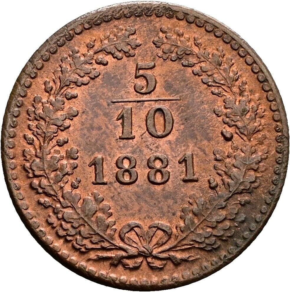 5/10 Kreuzer Franz Joseph I. 1848-1916 1881 – Vorderseite