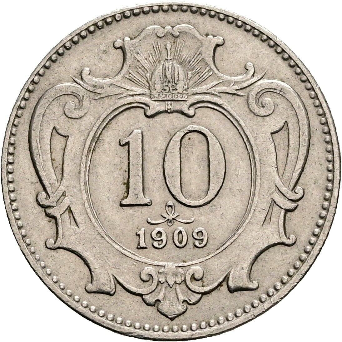 10 Heller Franz Joseph I. 1848-1916 1909 – Vorderseite