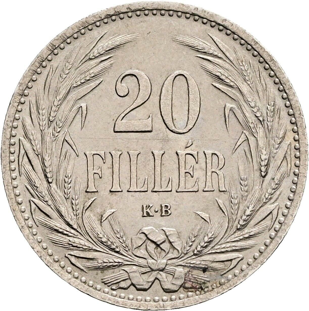 20 Filler Franz Joseph I. 1848-1916 1914 KB, Kremnitz – Vorderseite