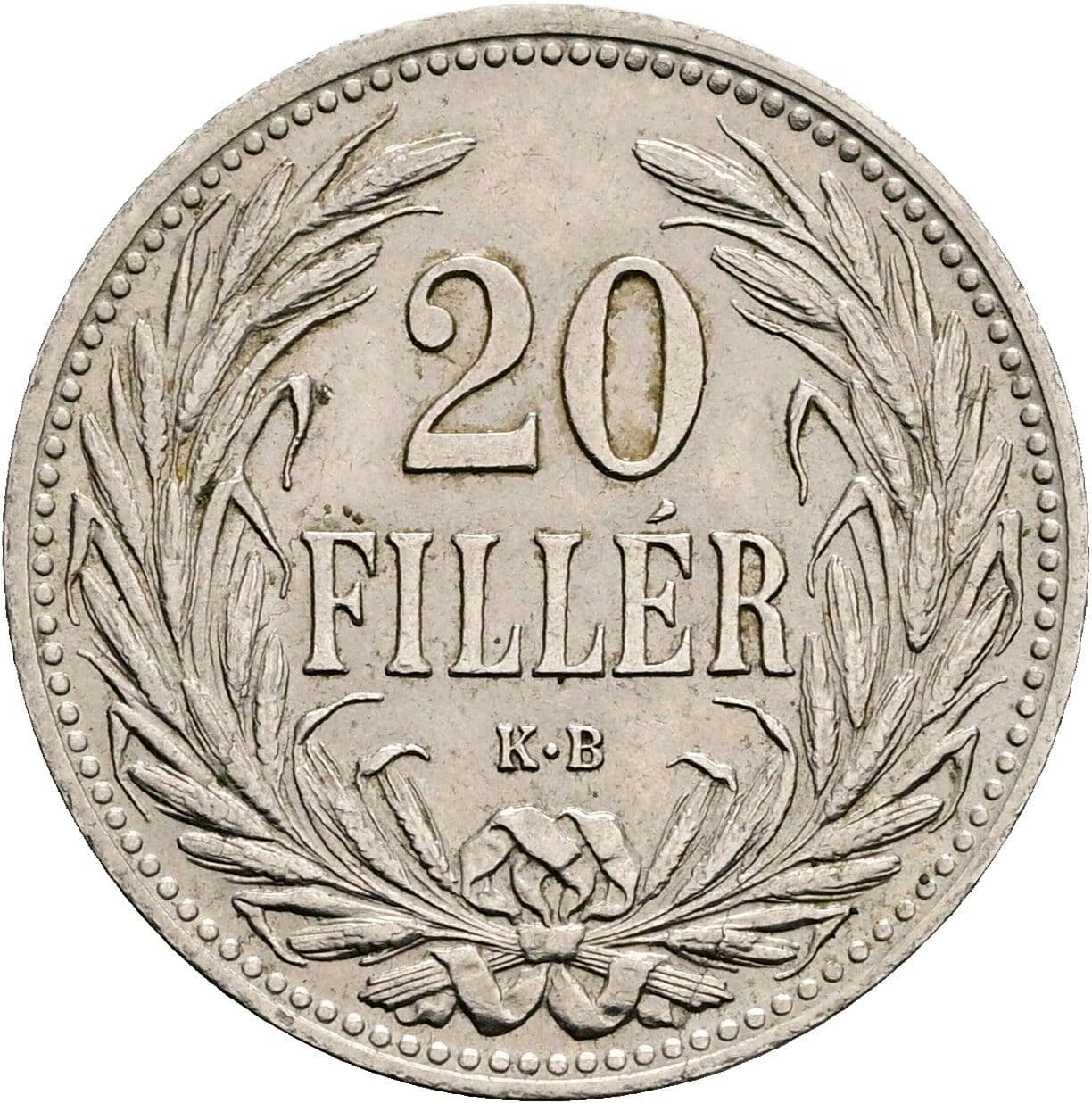 20 Filler Franz Joseph I. 1848-1916 1908 KB, Kremnitz – Vorderseite