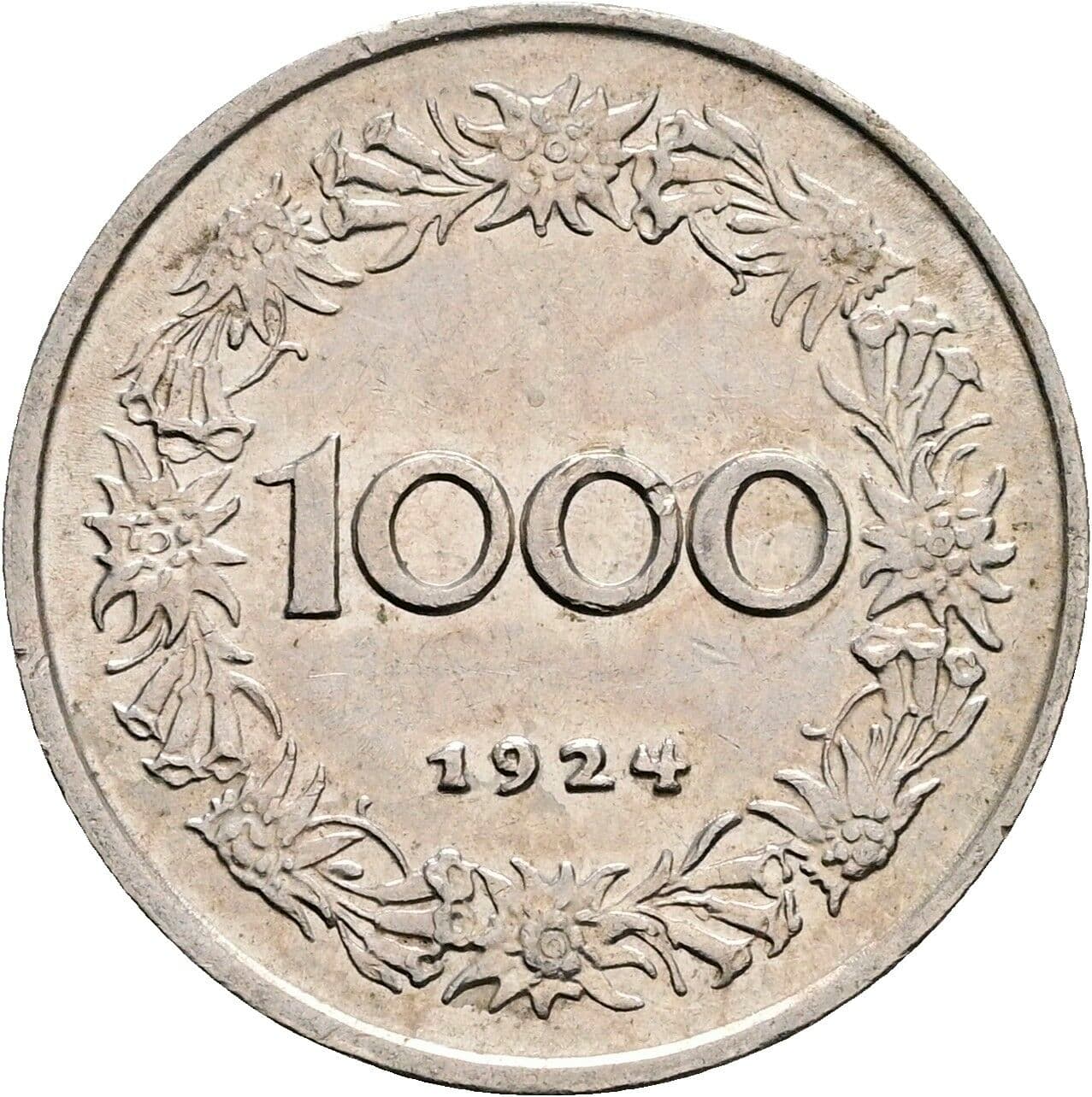 1000 Kronen 1924 – Vorderseite
