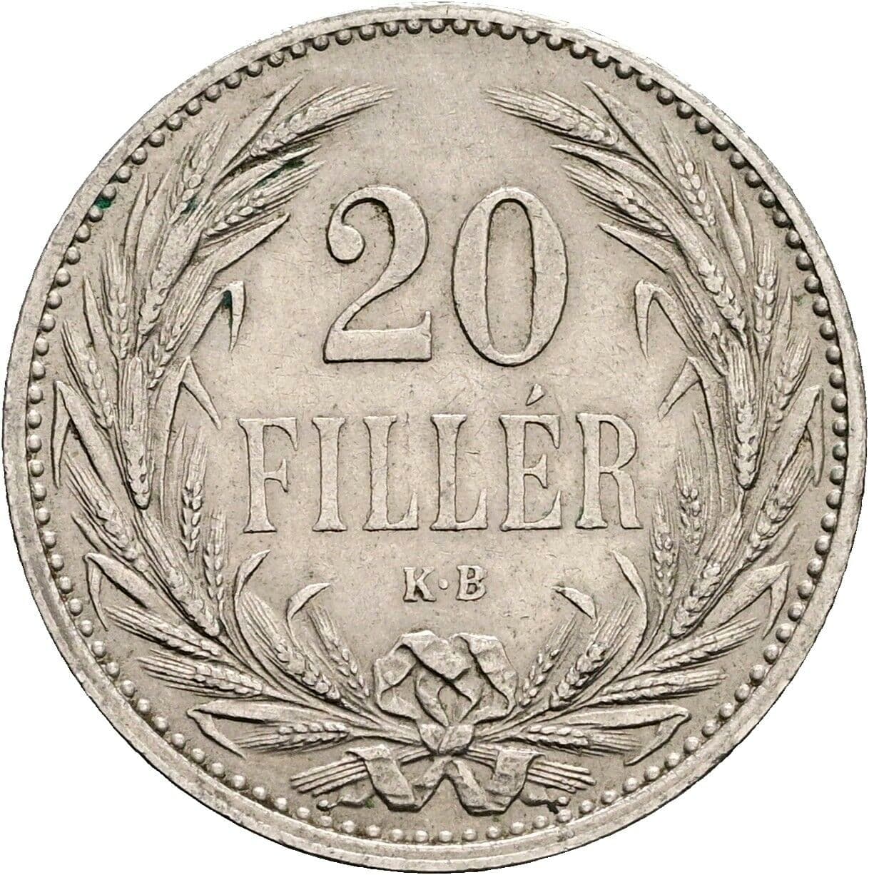 20 Filler Franz Joseph I. 1848-1916 1914 KB, Kremnitz – Vorderseite