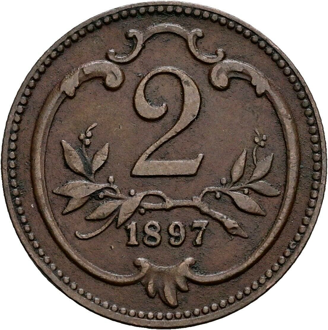 2 Heller Franz Joseph I. 1848-1916 1897 – Vorderseite
