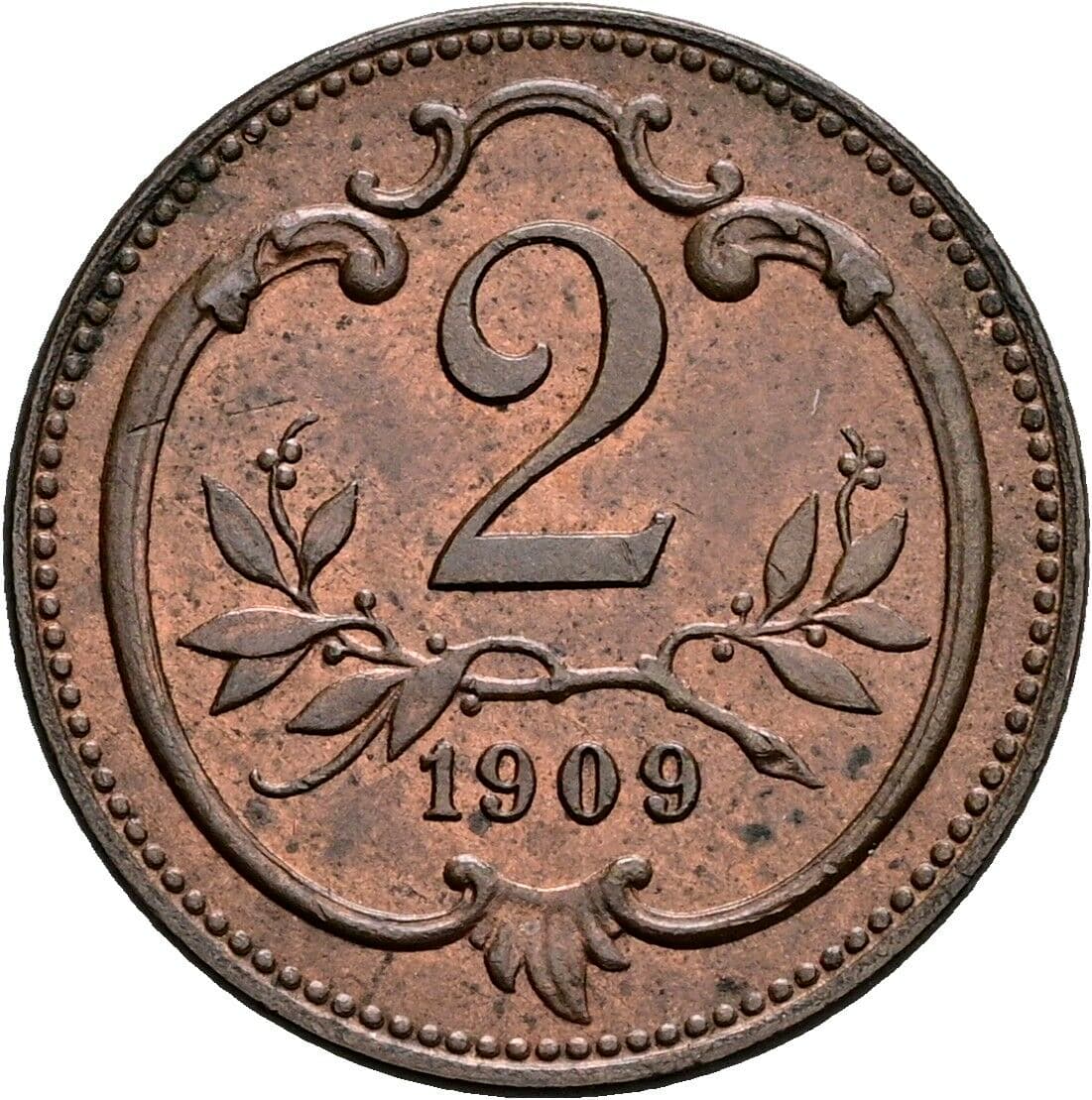 2 Heller Franz Joseph I. 1848-1916 1909 – Vorderseite