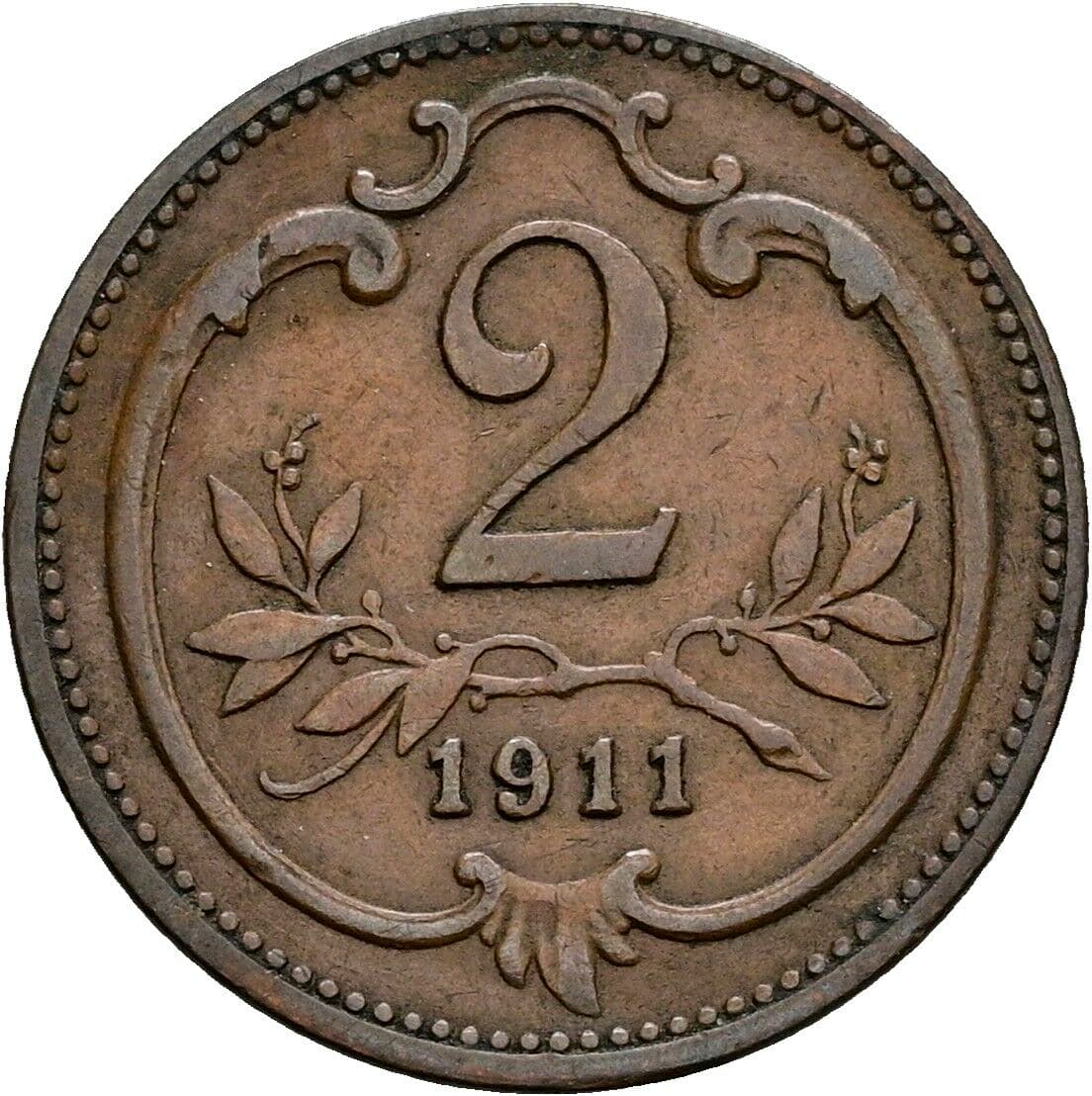 2 Heller Franz Joseph I. 1848-1916 1911 – Vorderseite