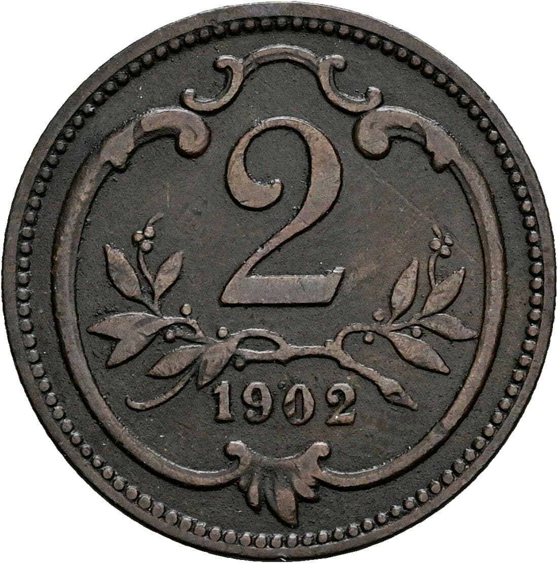 2 Heller Franz Joseph I. 1848-1916 1902 – Vorderseite