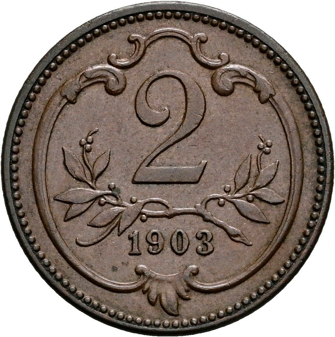 2 Heller Franz Joseph I. 1848-1916 1903 – Vorderseite
