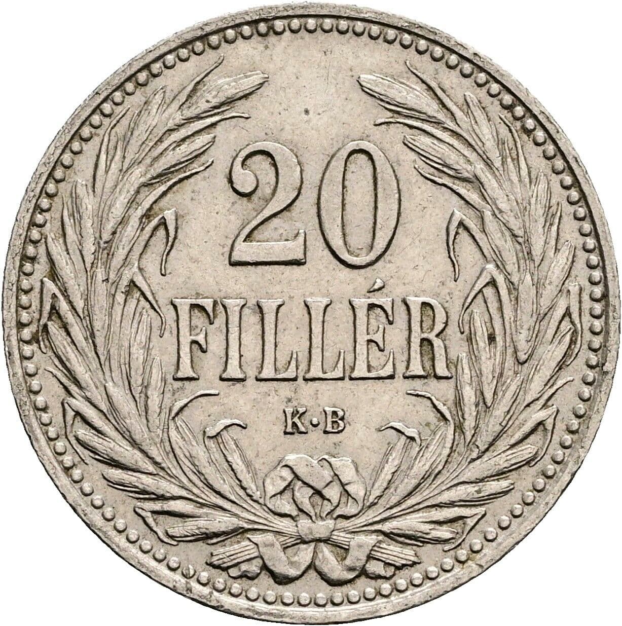 20 Filler Franz Joseph I. 1848-1916 1908 KB, Kremnitz – Vorderseite
