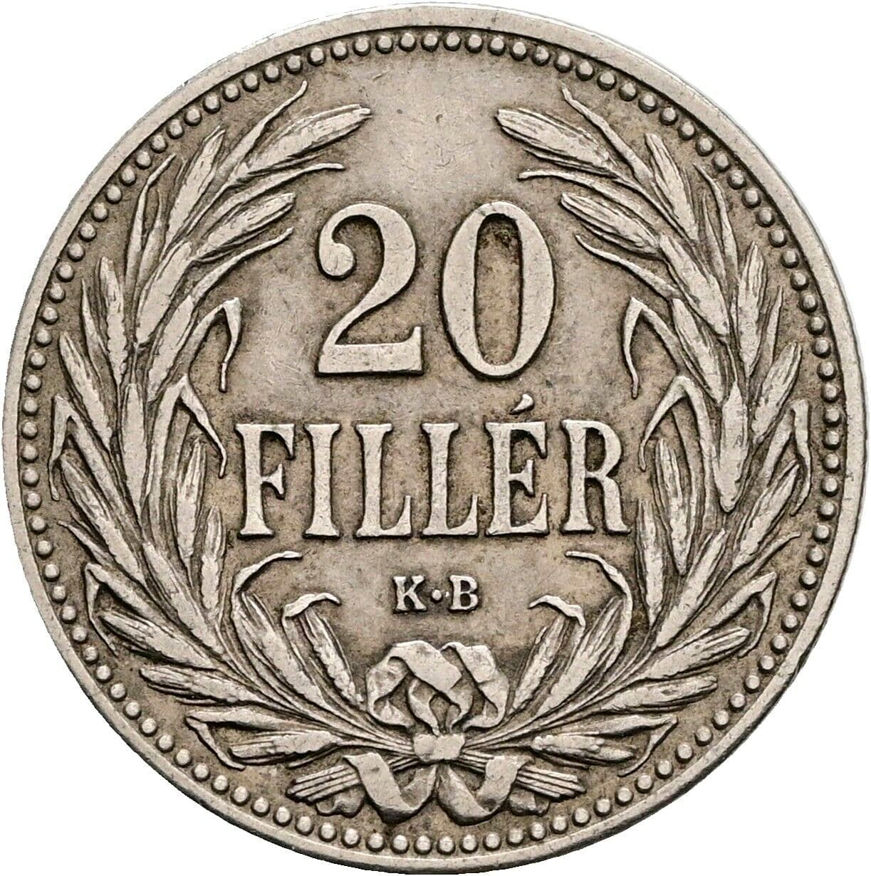 20 Filler Franz Joseph I. 1848-1916 1908 KB, Kremnitz – Vorderseite