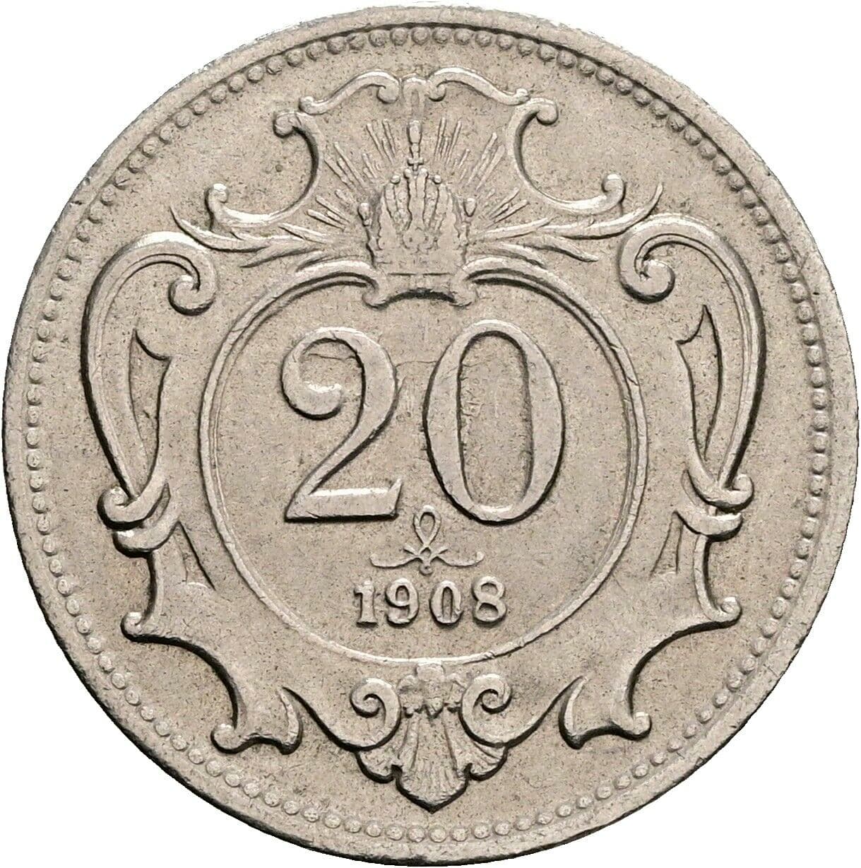 20 Heller Franz Joseph I. 1848-1916 1908 – Vorderseite