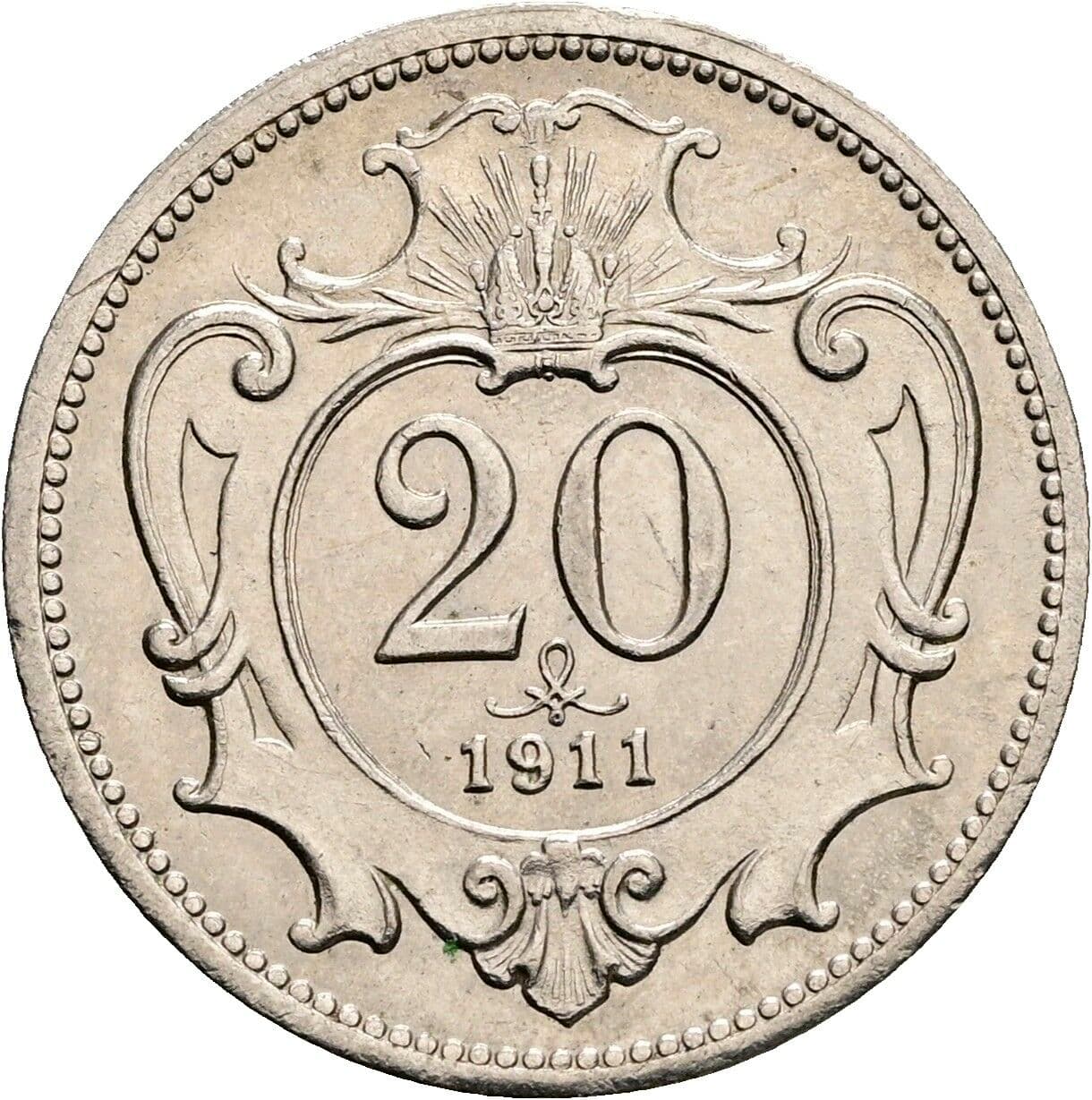 20 Heller Franz Joseph I. 1848-1916 1911 – Vorderseite