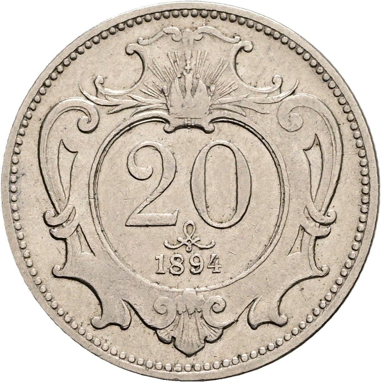 20 Heller Franz Joseph I. 1848-1916 1894 – Vorderseite